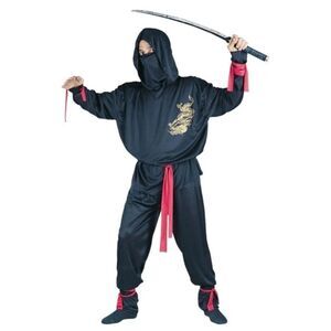 Adult Ninja Fighter Costume One Size Black Halloween Outfit Cosplay